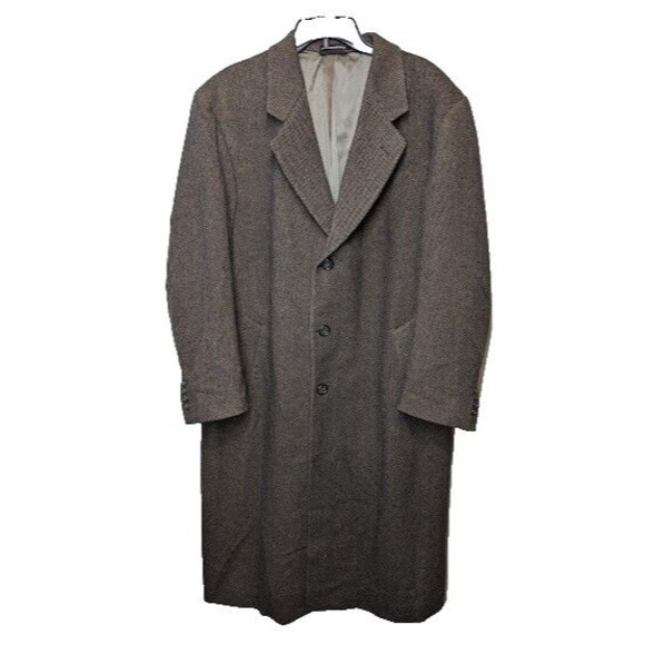Vintage Ralph Ralph Lauren Wool Tweed Long Overcoat Single Breast Men SZ44R